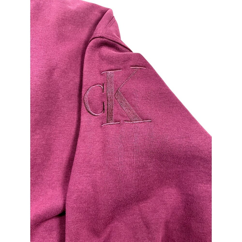 Calvin Klein Cropped Hoodie Sweatshirt- Burgundy - Size L - Picture 5 of 8